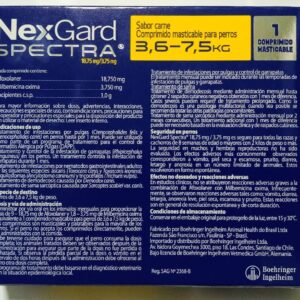 nexgard spectra perro 3a6 – 7a5 Kg back 1 comprimido